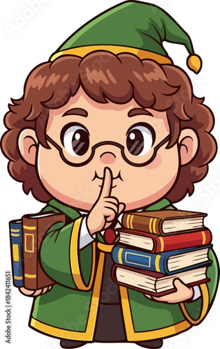 mystic librarians secret whispering forgotten tales from endless volumes of knowledge, isolated on transparent background