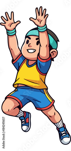 joyful ascent reaching for new heights with youthful exuberance, isolated on transparent background