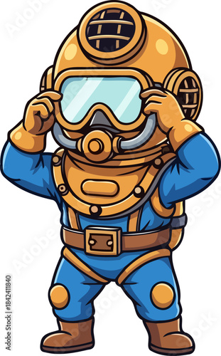 the oceans call a retro divers quest for sunken wonders, isolated on transparent background