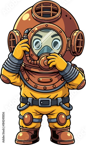 timeless depths a charming retro divers enduring spirit of underwater adventure, isolated on transparent background