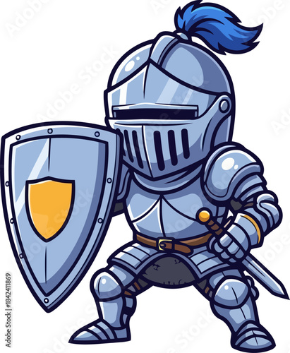 the steadfast sentinel whimsical knight embodies unwavering strength and honor, isolated on transparent background