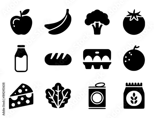 Monochrome of Various Food black apple