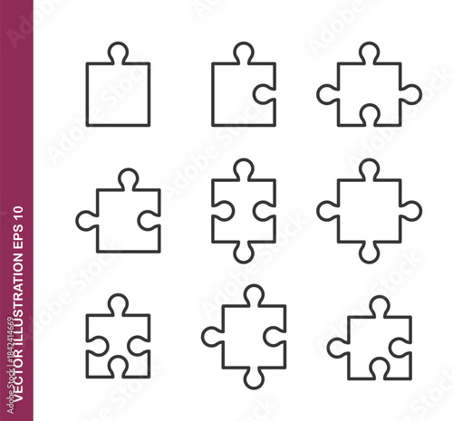 Jigsaw line icons - Mini collection and editable stroke series icon