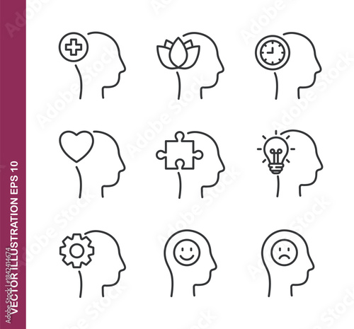 Human Head line icons - Mini collection and editable stroke series icon