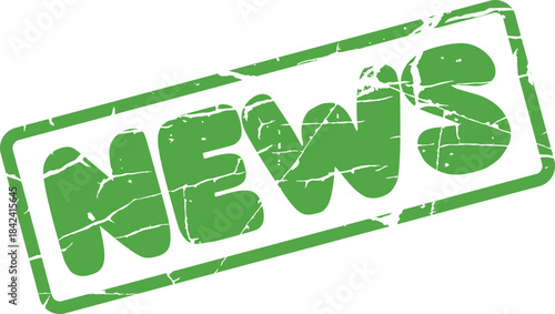 Distressed green NEWS stamp indicating current events, important announcements, or daily reports