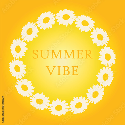 A wreath of daisies with the inscription Summer Vibe in the center