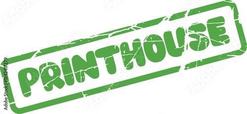 Vibrant green grunge textured rubber stamp for a commercial printhouse business