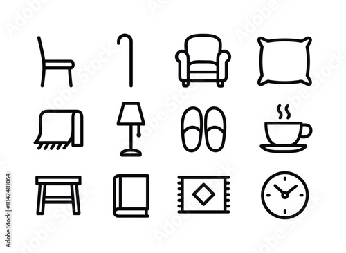 Home Comfort Icons. Home Comfort. Line icon set of Home Comfort: