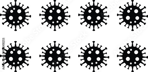 Black Silhouette of Coronavirus COVID-19 Cells Repeating Pattern Design Element for Medical, Global Health, and Pandemic Awareness Backgrounds