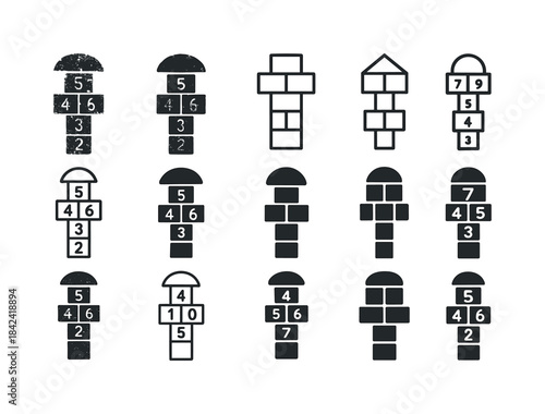 Dilapidated Playground Icons. Dilapidated playground. Icon set.