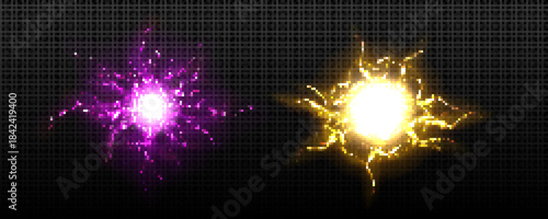 Bright blue and white electrical lightning bolts crackling across a dark black background with energy arcs.
Glowing blue energy portal with electric lightning bolts radiating outwards on a dark backgr