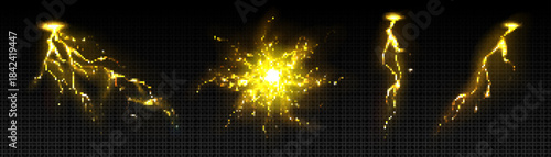 Bright blue and white electrical lightning bolts crackling across a dark black background with energy arcs.
Glowing blue energy portal with electric lightning bolts radiating outwards on a dark backgr