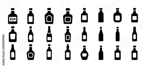 Silhouette icons of various beverage bottles in a grid layout