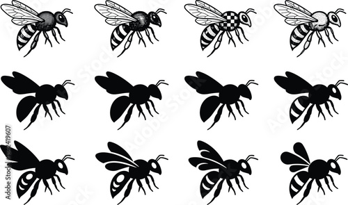 Varied Silhouettes, Tones, and Textures for Nature, Ecology, and Insect Design Projects.