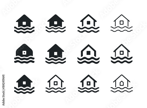 Natural Disaster Icons. Natural disasters. Icon set. Set Logo of