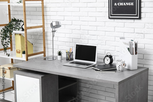 Stylish interior of white m...