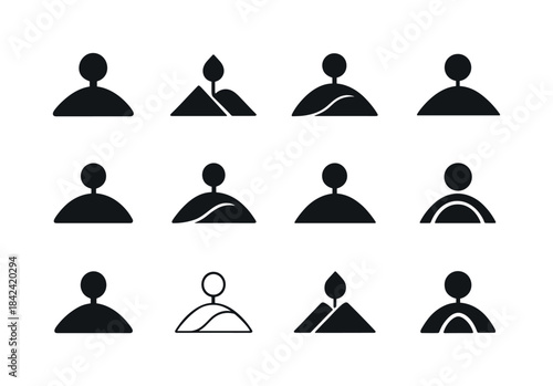 Hill Logo Variations. Hill. Icon set. Set Logo of Hill: hilltop