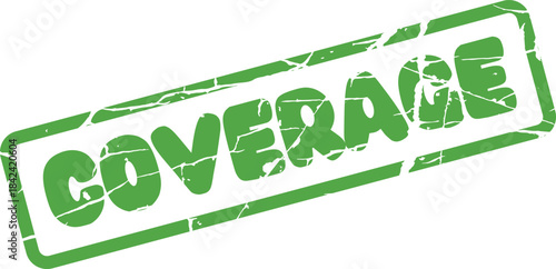 Vibrant Green Coverage Grungy Stamp Indicating Scope and Extent of Protection