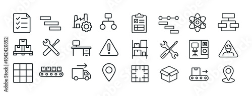 Comprehensive set of industrial and office icons for workflow an