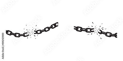 Snapped Chain Vector Illustration. Symbol of freedom and breaking limits.