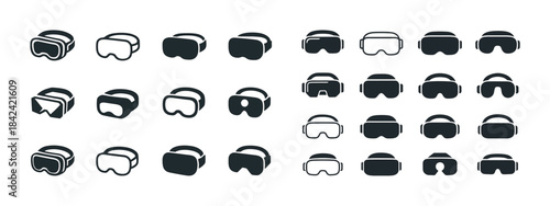 Virtual reality headset icon collection: diverse designs and sty
