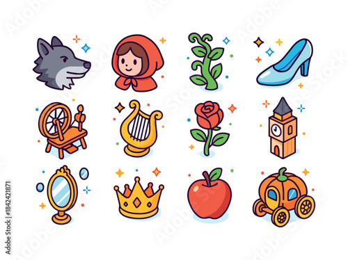 Classic Tales Icons. Classic tales. Colorful isometric vector ic