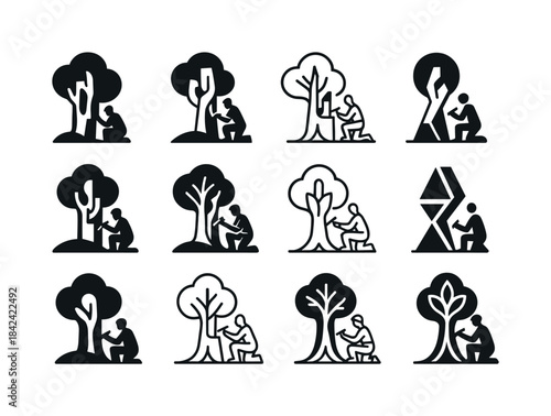 City Park Sculpture Icons. A sculptor designing a public art ins