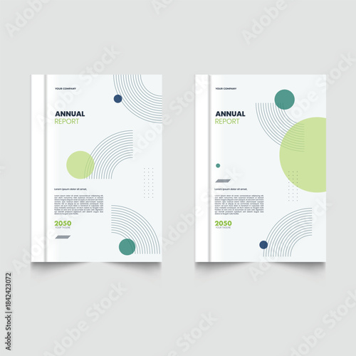 Modern creative circle line theme book cover set template. A4 size book cover template for annual report, magazine, booklet, proposal, portfolio, brochure, poster