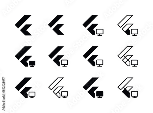 Flutter Logo Variations. Flutter. Icon set. Set Logo of Flutter: