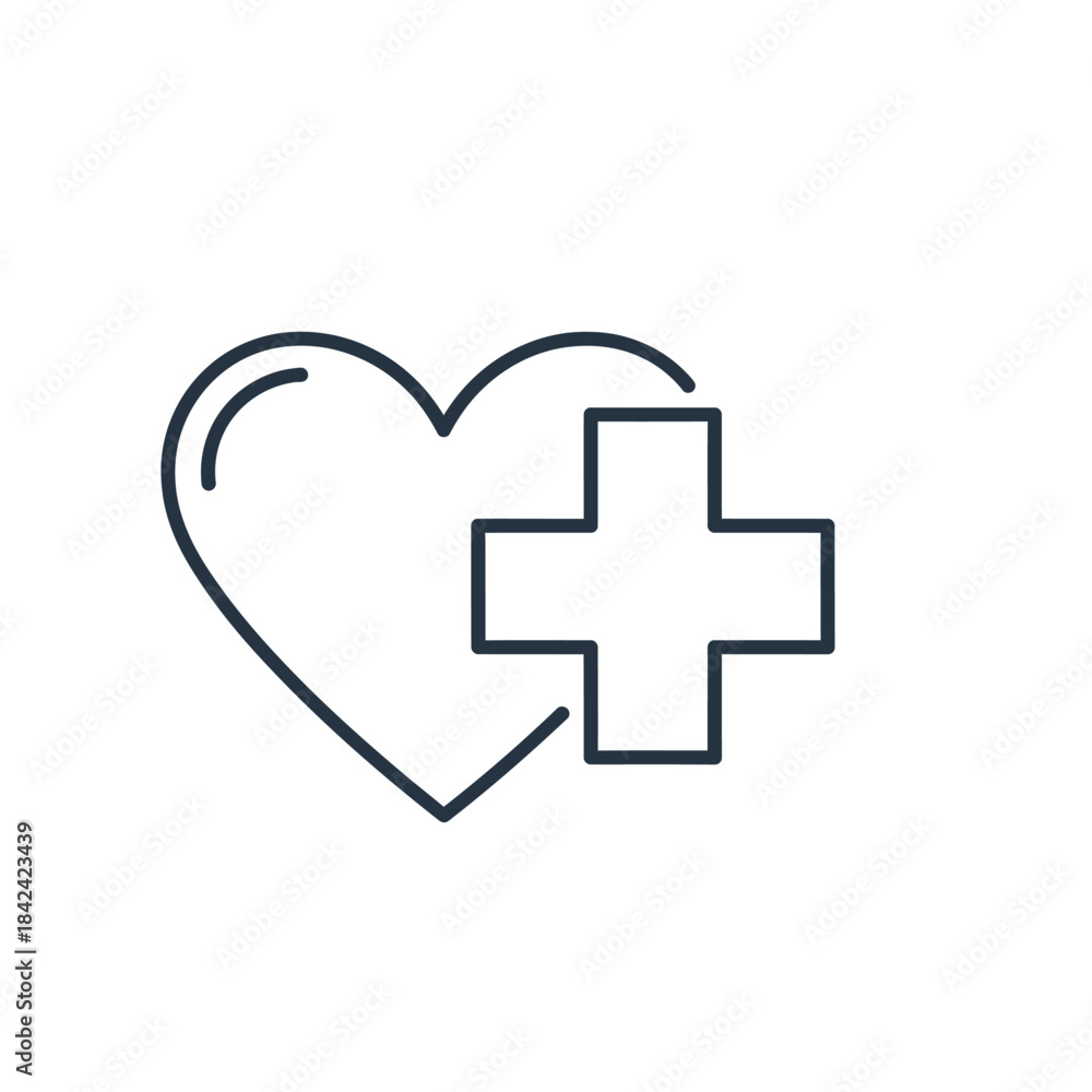 Obraz premium Heart and Plus Sign - Symbol of Health and Wellness.