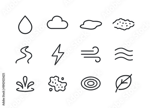 Rainstorm Icon Set. Rainstorm elements. Line icon set of Rainsto