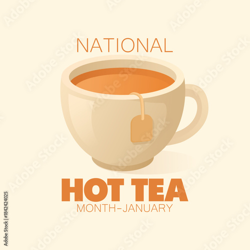Vector graphic of National Hot Tea Month ideal for National Hot Tea Month celebration.