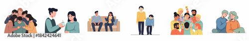 Flat Illustration of Various People in Different Life Stage Scene
