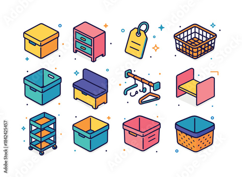 Colorful Home Organization Icons. Home organization. Colorful is