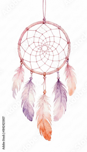Night Charm Dreamcatcher isolated watercolor vector illustration svg