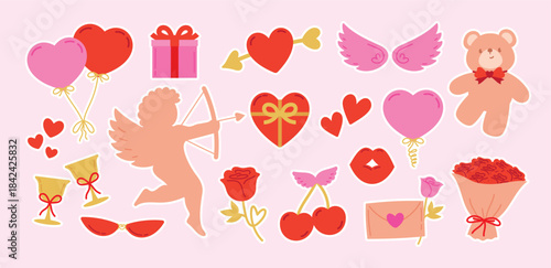 cute girly graphic element vector set for decorating your valentine's day artwork