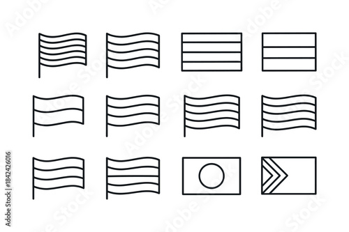 Pride Flag Icons. Pride Flags Set. Line icon set of Pride Flags