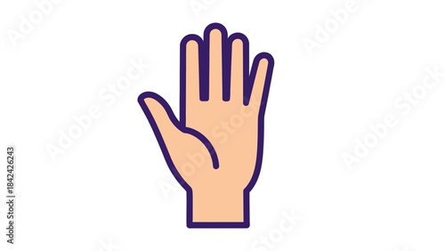 Stylized illustration of a human hand with all five fingers extended upwards, palm facing forward, on a white background.