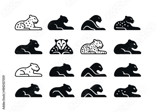 Leopard Logo Collection. Leopards. Icon set. Set Logo of leopard