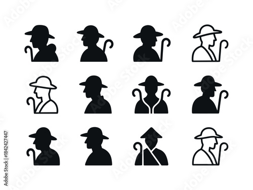 Shepherd Icon Variations. Shepherd. Icon set. Set Logo of shephe