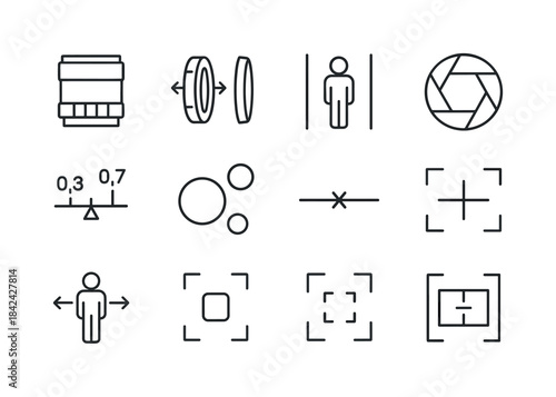 Depth of Field Icons. Depth of field. Line icon set of Depth of