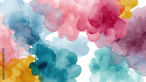 Powdery Abstract Watercolor Form Seamless Pattern on Clean White Background Artistic Texture