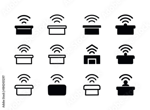 Radio Newsroom Logo Variations. Newsroom for Radio. Icon set. Se