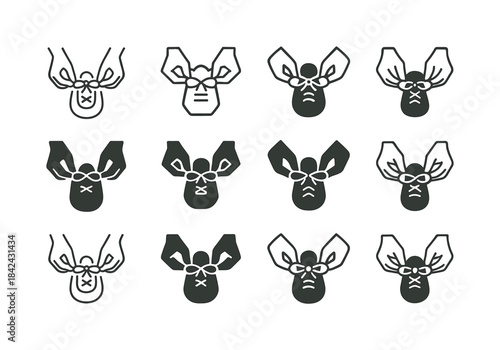 Shoelace Logo Variations. Tying shoelaces. Icon set. Set Logo of