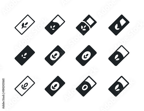 Protein Snack Icons. Alternative protein snacks. Icon set. Set L