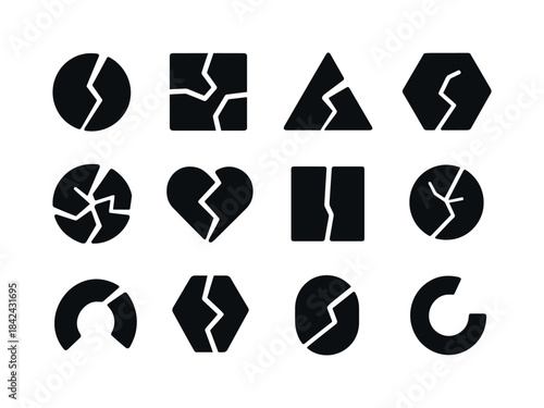 Abstract Broken Shapes. abstract broken shapes. Solid icon set o