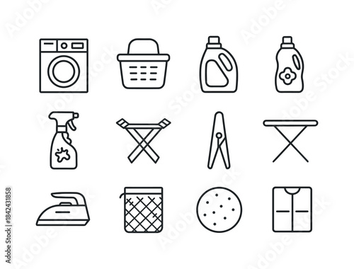 Laundry Hacks Icons. Laundry hacks. Line icon set of laundry hac