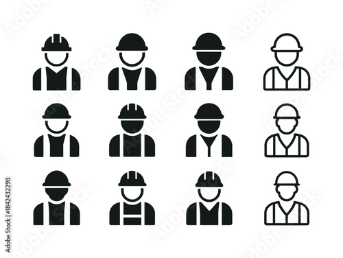 Worksite Safety Icons. Worksite Accidents. Icon set. Set Logo of