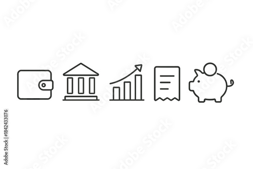 Financial and banking concepts with wallet bank growth chart receipt and piggy bank