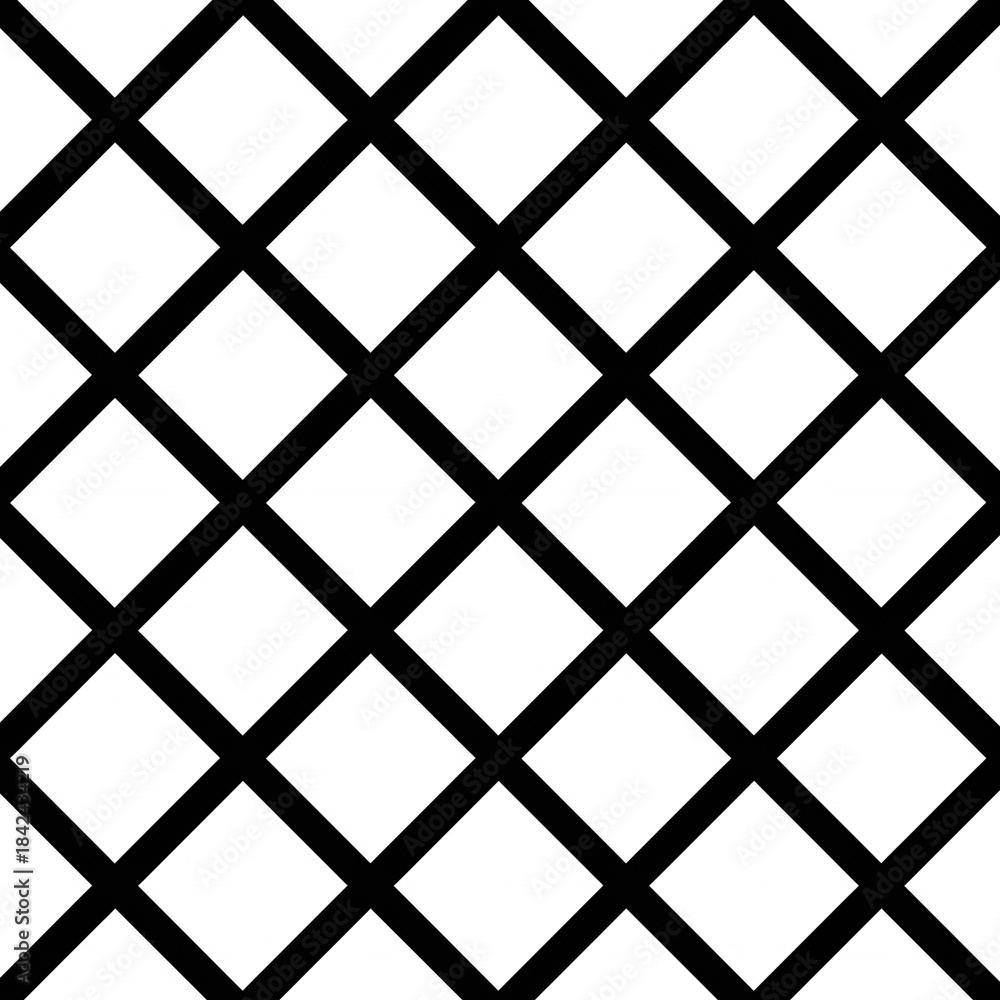 Fototapeta premium Black diagonal grid seamless pattern